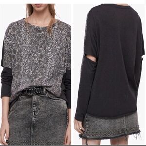 All Saints Kaa Wave Long Sleeve Tee Size Small